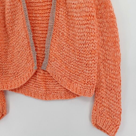 Sonia Bogner Artsy Cardigan Womens 14 Peach Ribbon Yarn Open Front Art-to-Wear - Picture 4 of 13